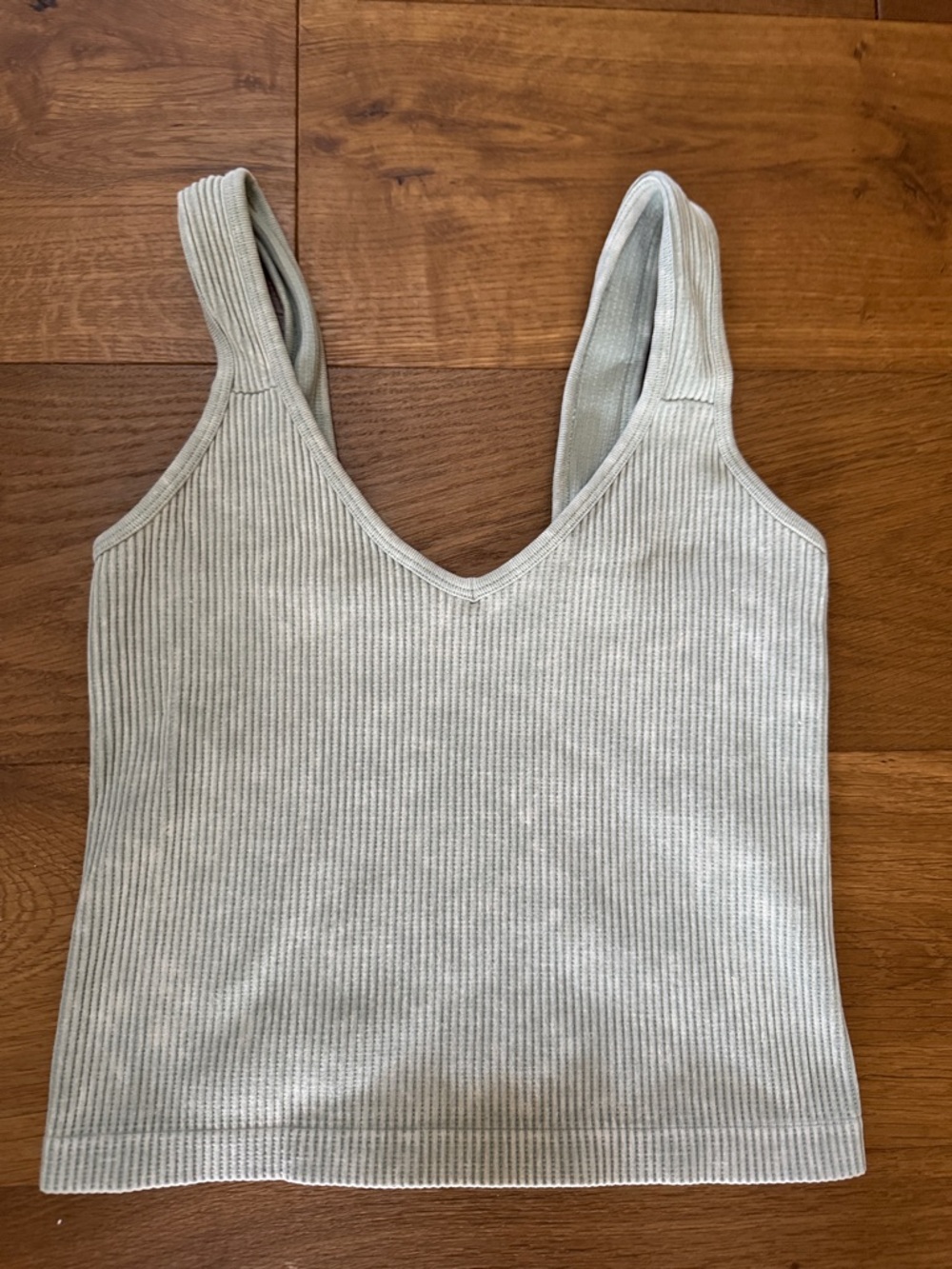 Women's Ribbed V-Neck Tank Top - Light Green